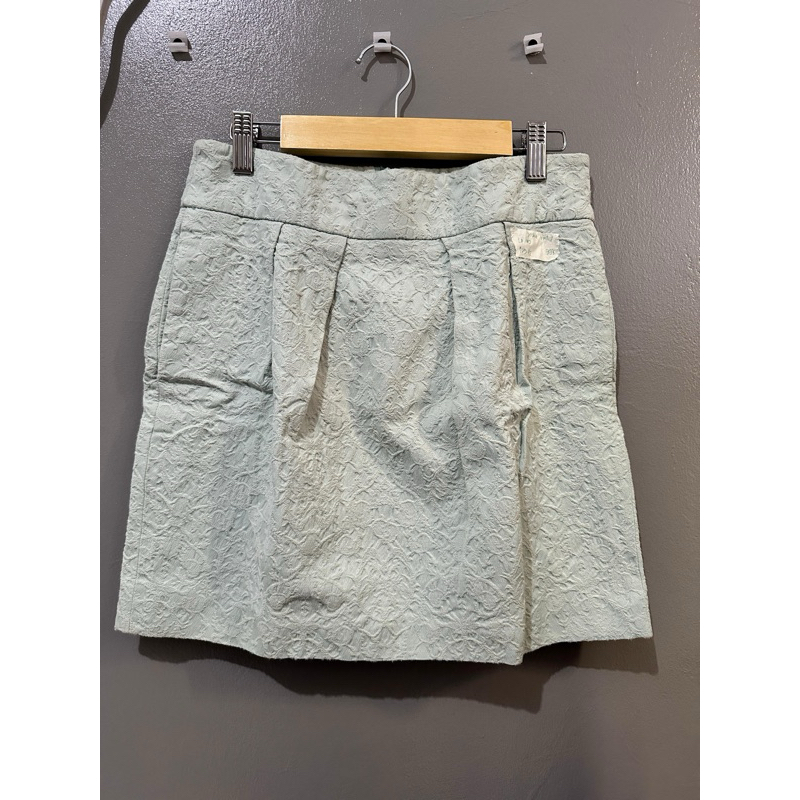 Rok mini brokat emboss warna mint