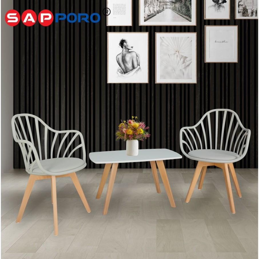 SAPPORO VALE - Meja dan Kursi Cafe Santai Kaki Kayu | Kursi Meja Teras
