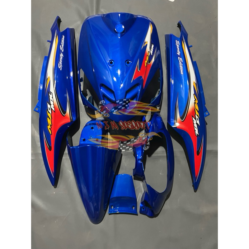 COVER FULL BODY HALUS YAMAHA MIO SPORTY WARNA BIRU CANDY PLUS STRIPING MIO MX THAILAND STYLE TAHUN 2