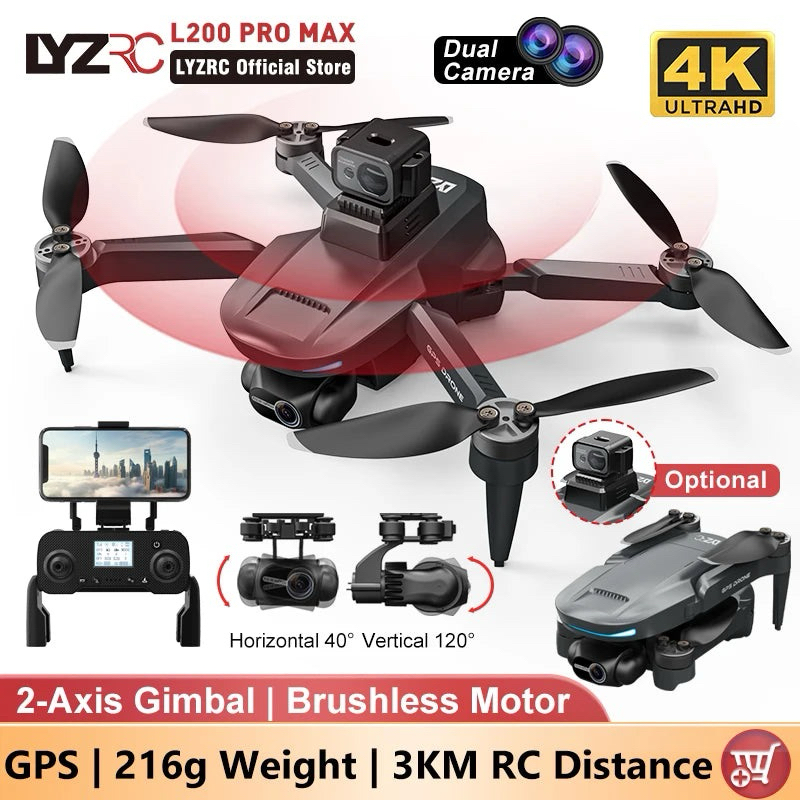 (COD) DRONE L200 PRO MAX GPS GIMBAL 2-AXIS JARAK UP TO 3KM LAMA TERBANG 25 MENIT LENGKAP SENSOR ANTI