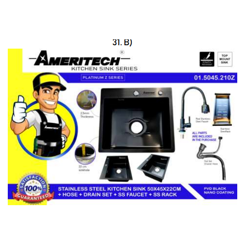 Kitchen Sink / BCP Single Black Nano Stainless Ameritech / Architec - MEDAN