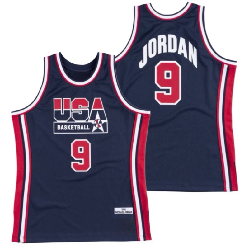 JERSEY BAJU BASKET USA 1992 DREAM TEAM #9 MICHAEL JORDAN BIRU DONGKER NAVY