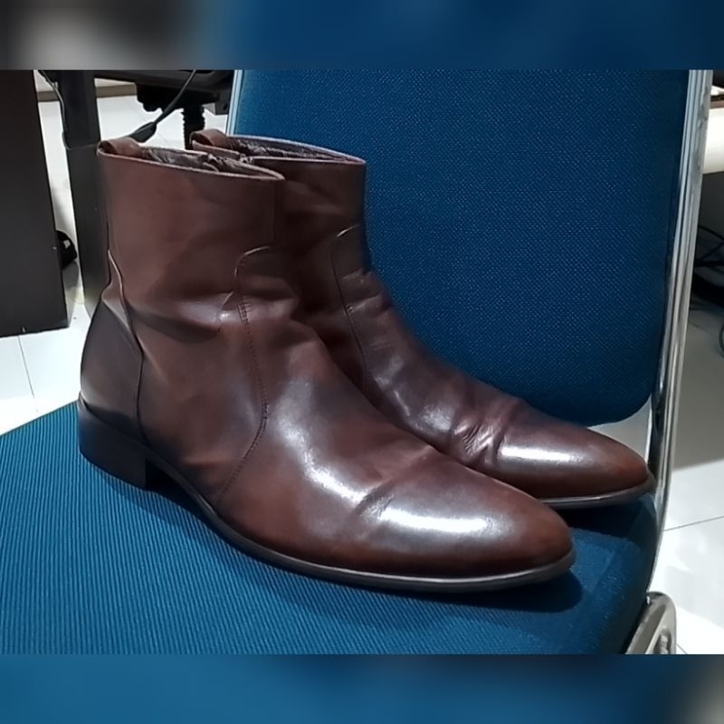 size 43 sepatu boots kulit everbest original brown bisa untuk pesta kerja formal wisuda wedding