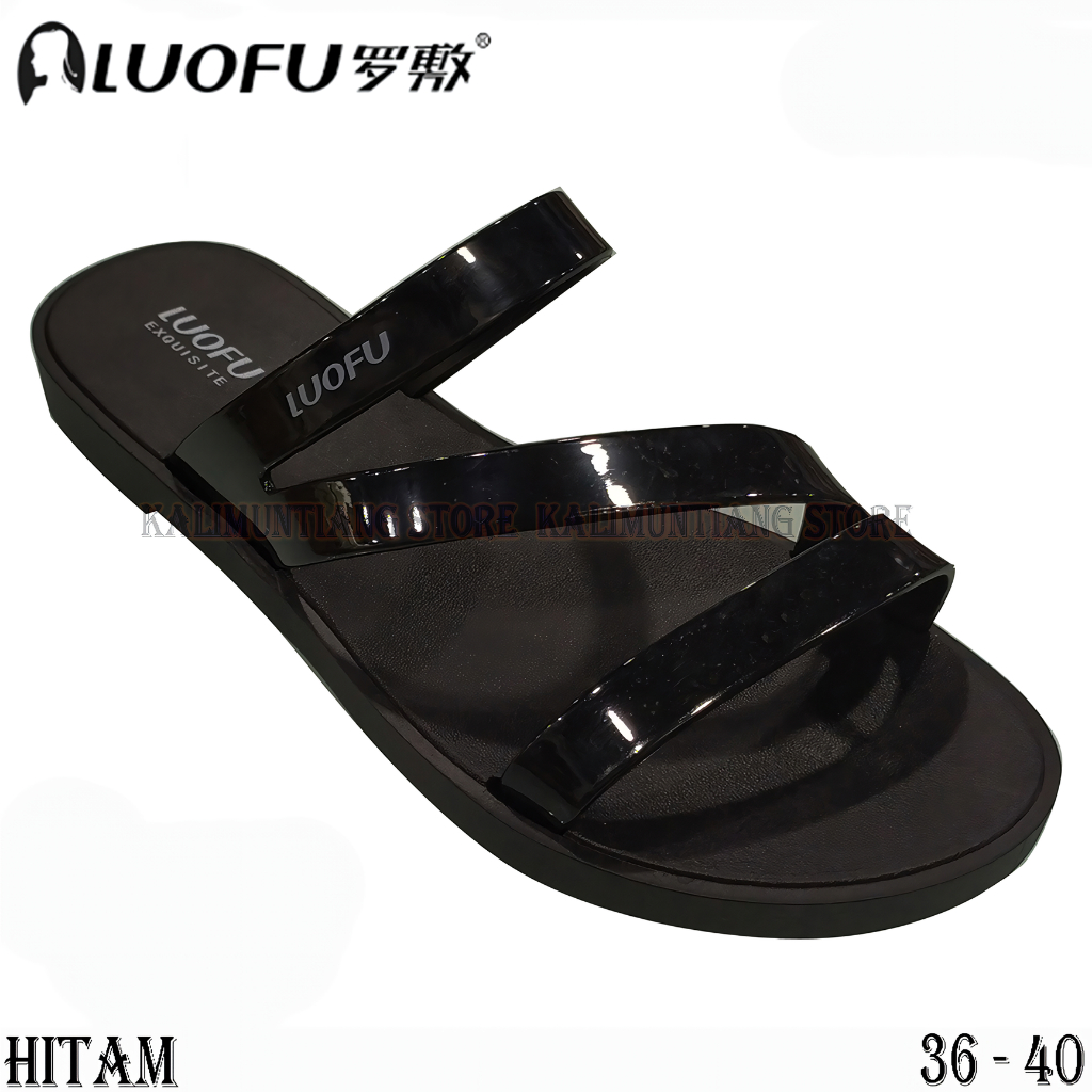 Sandal Luofu Selop F2317BRBLACK/Sandal Selop Wanita