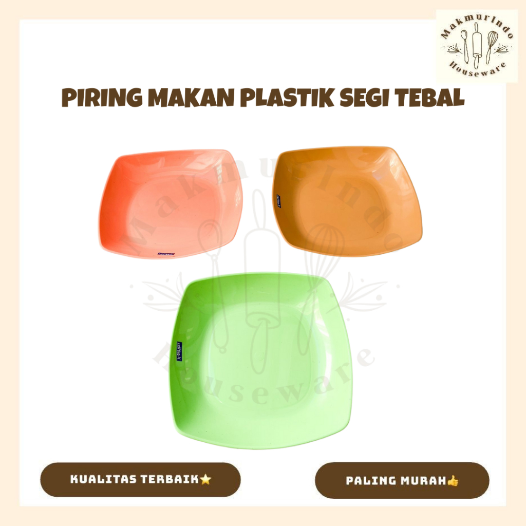 Piring Makan Persegi Plastik Tebal Dapur Meja Sayur Lauk - MAKMURINDO HOUSEWARE