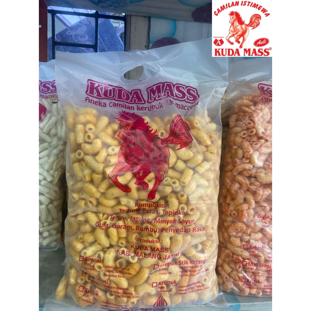 

MAKARONI PIPA 500 gr 3 ANEKA RASA ASLI PRODUK UD. KUDA MASS A MALANG