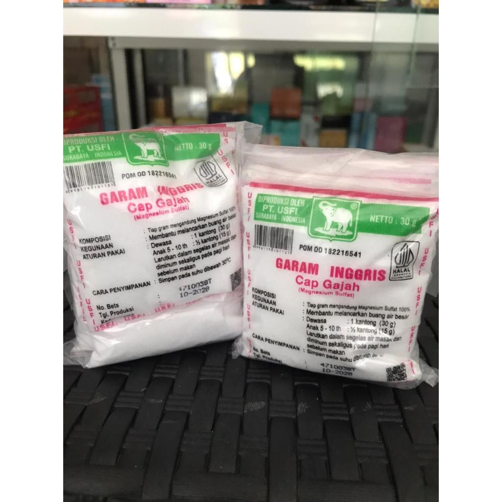

Garam Inggris cap GAJAH | Larutan Pencahar Magnesium Sulfat Epsom Salt (isi 5 @30gr)