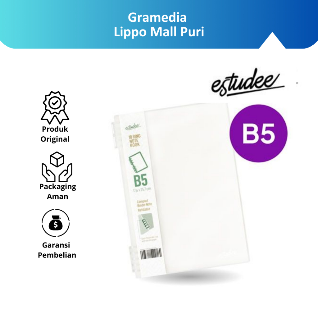 

Gramedia Lippo Mall Puri - Estudee 10Ring Notebook B5 White