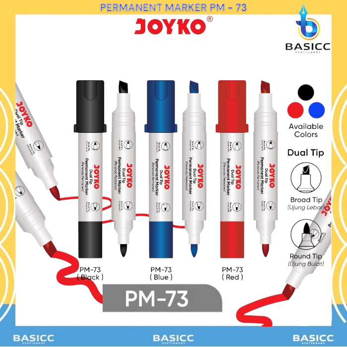 

Joyko Permanent Marker Dual Tip (2 in1) Permanen PM - 73 Murah | @ 1 Spidol