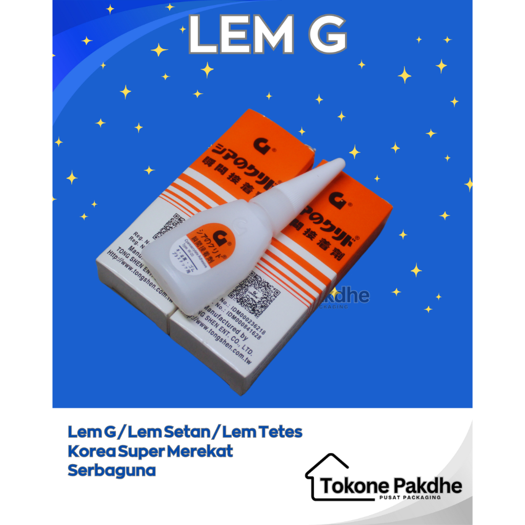

Lem G / Lem Setan / Lem Tetes Korea Super Merekat Serbaguna