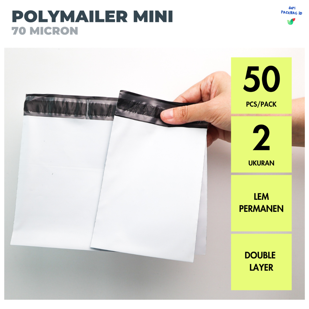 

Polymailer Mini, 10x17, 20x17, Double Layer, Tebal 70 micron, isi 50pcs