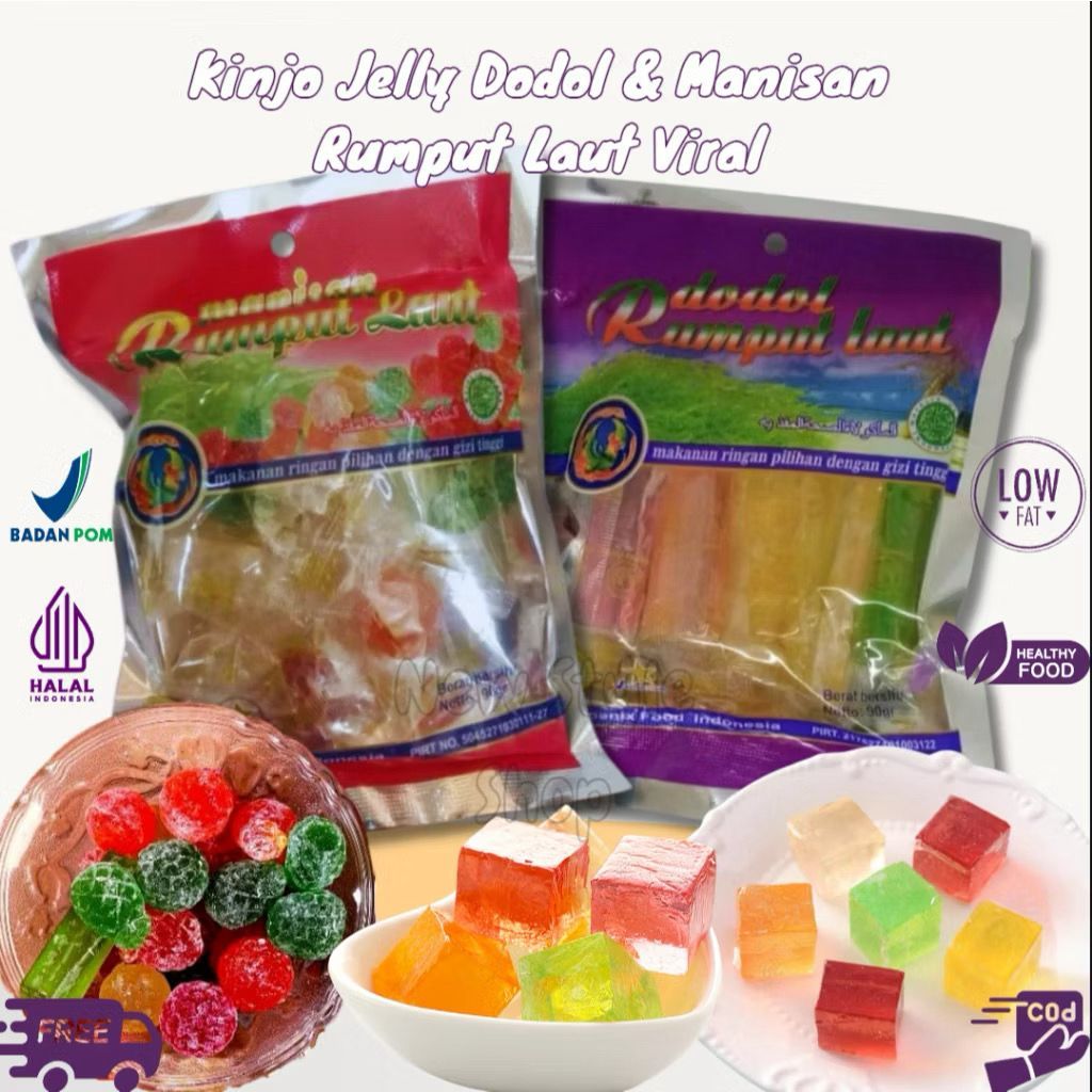 

[ HALAL ] Kinjo Jelly Dodol & Manisan Rumput Laut Viral 90gr / Kinjo Jelly / Jelly Rumput Laut / Dodol Rumput Laut / Cemilan Sehat / Dodol Rumput Laut Khas Lombok