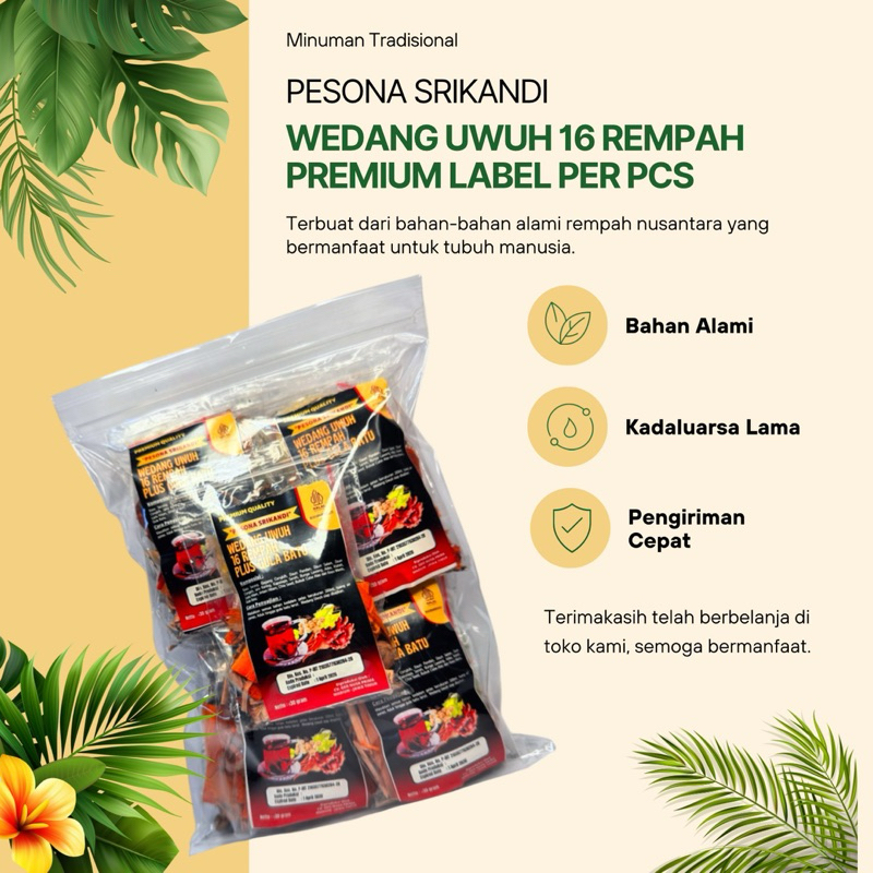 

1 Pack isi 10 pcs Wedang Uwuh Premium 16 Rempah Plus Gula Batu