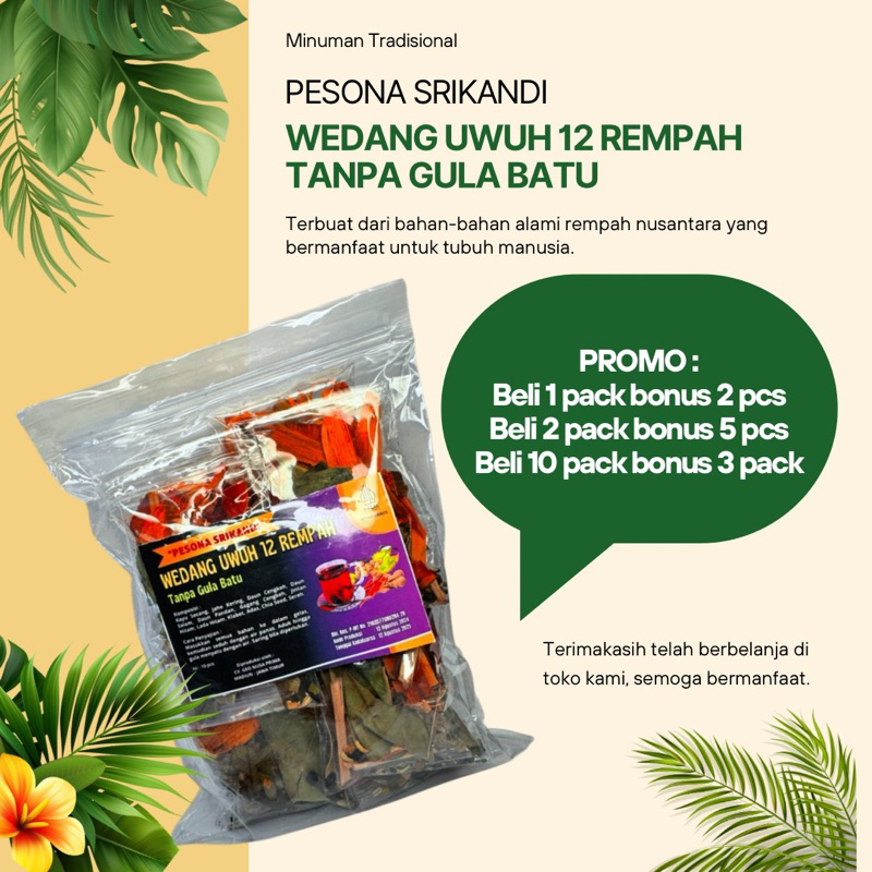 

1 Pack isi 10 Pcs Wedang Uwuh 12 Rempah Tanpa Gula Pesona Srikandi