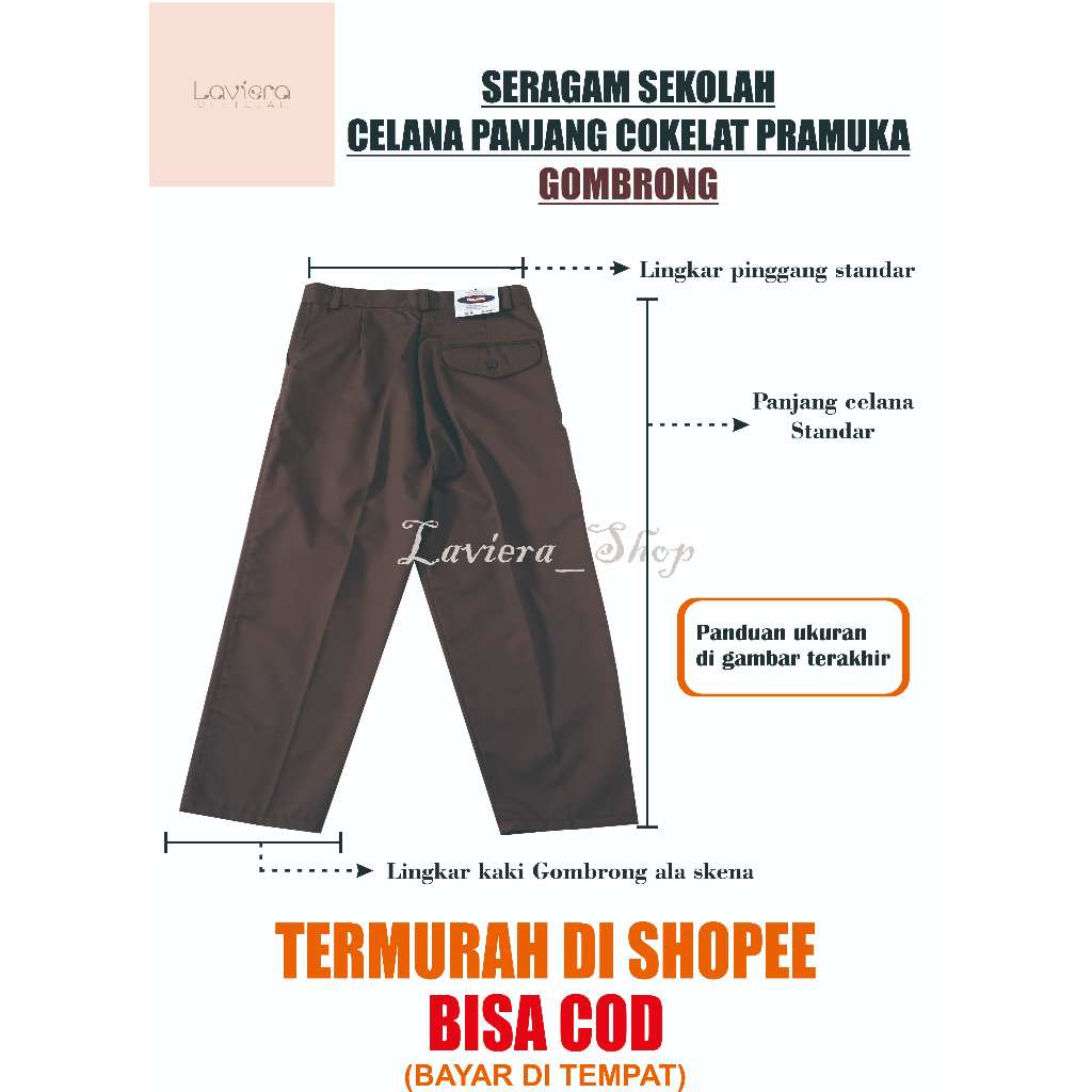 CELANA PANJANG GOMBRONG ALA SKENA COKELAT PRAMUKA SMP SMA SMK BAHAN DRILL PREMIUM