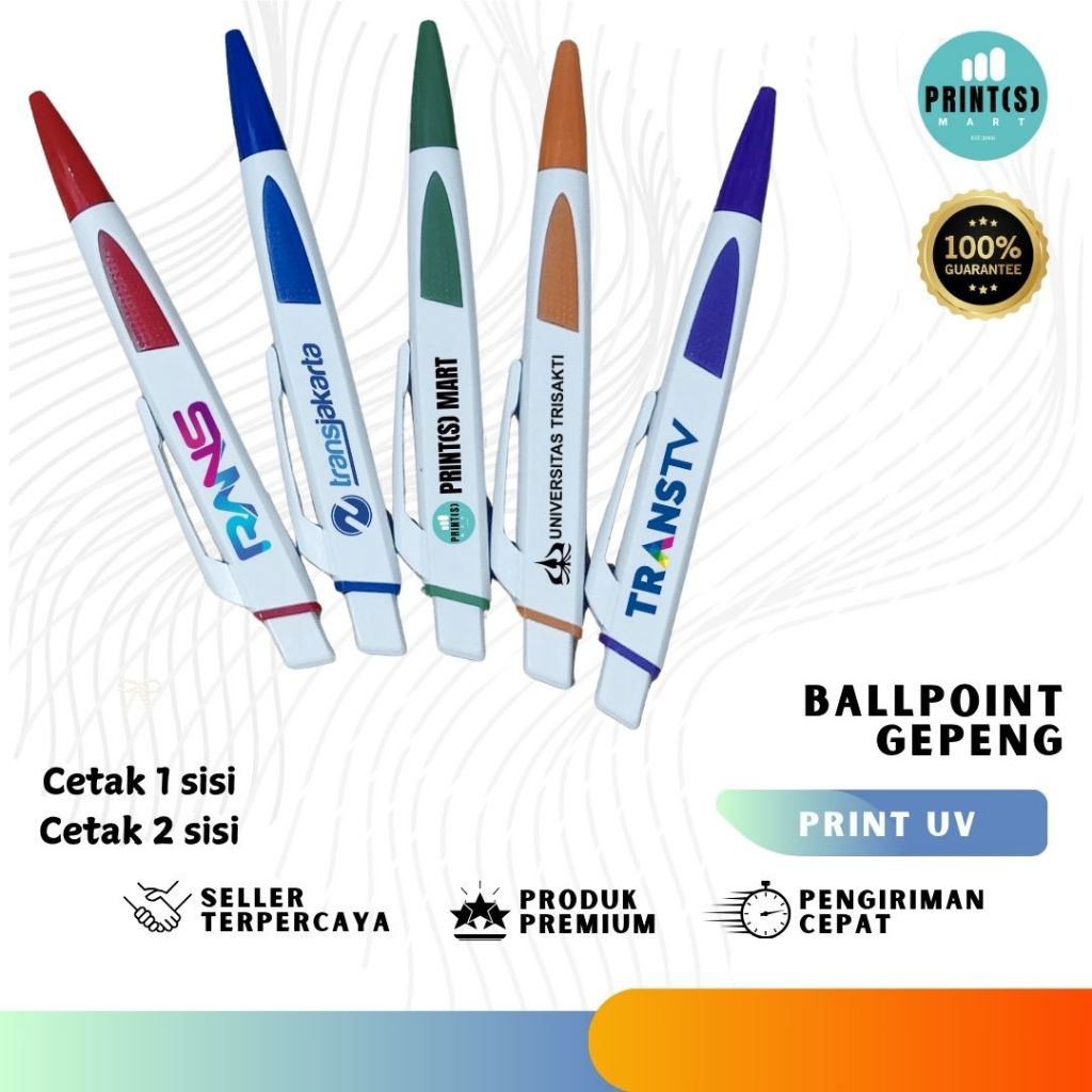 

Ballpoint Gepeng Custom Logo Nama Souvenir Acara Kantor Premium