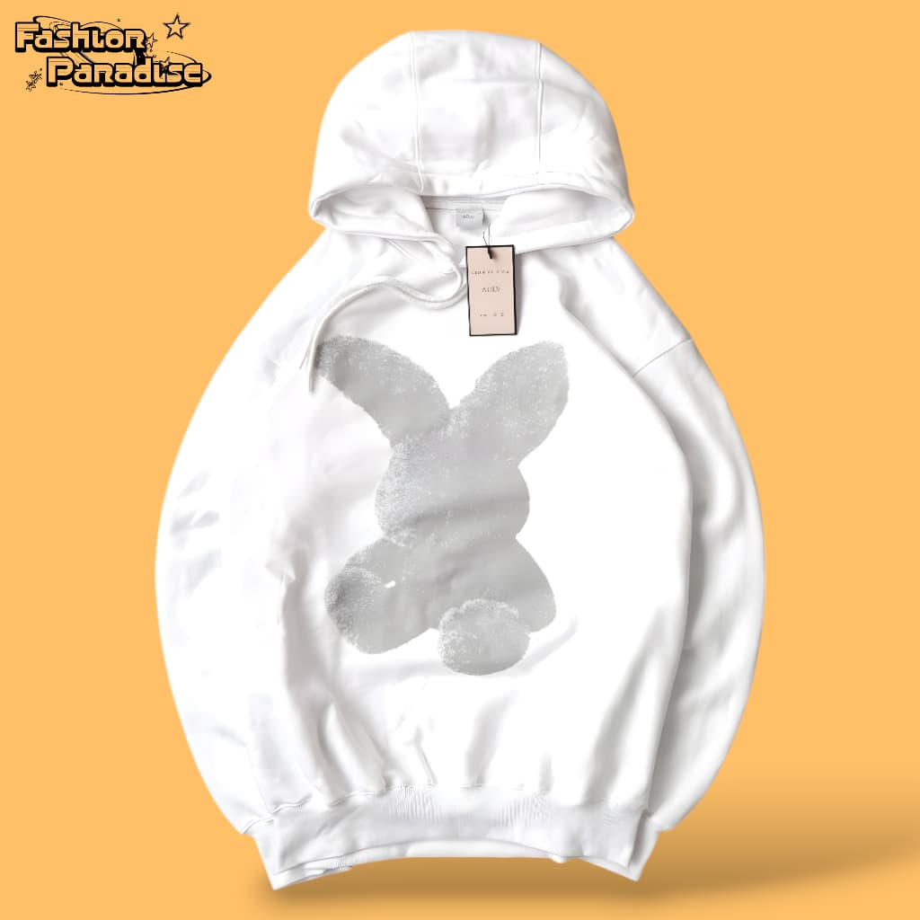 HOODIE SWEATSHIRT *FASHIONPARADISE888* ADLV WHITE FUZZY RABBIT FULL TAGS AND LABEL UNISEX