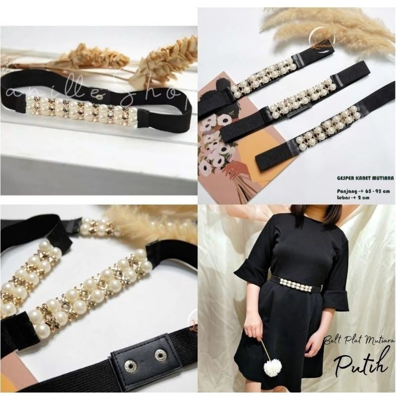 Ikat Pinggang Mutiara Wanita Sabuk Karet Mutiara Ikat Pinggang Dress Fashion Wanita
