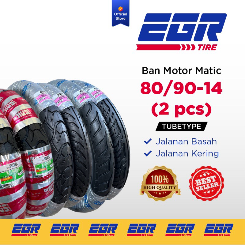 EGR TIRE ban luar motor matic Beat Pop Mio Vario Scoopy velg 14 ukuran 80/90-14 2pcs