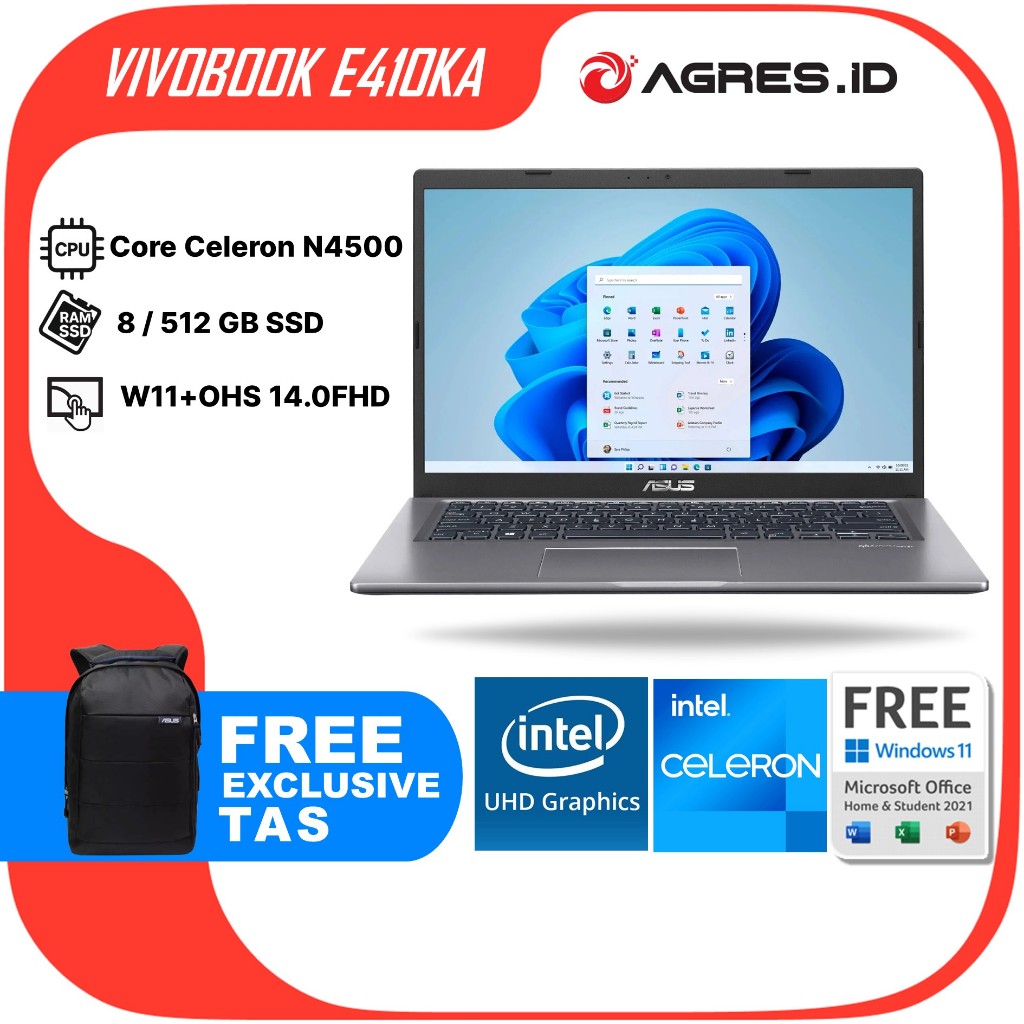 ASUS VIVOBOOK GO E410KA N4500 8GB 256GB W11+OHS+O365 14.0FHD PNK -FHD4822M