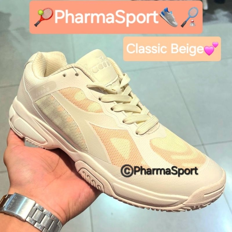Diadora HOSHIE Beige Bulutangkis Sepatu Tennis Badminton Padel Wanita Cewek Perempuan