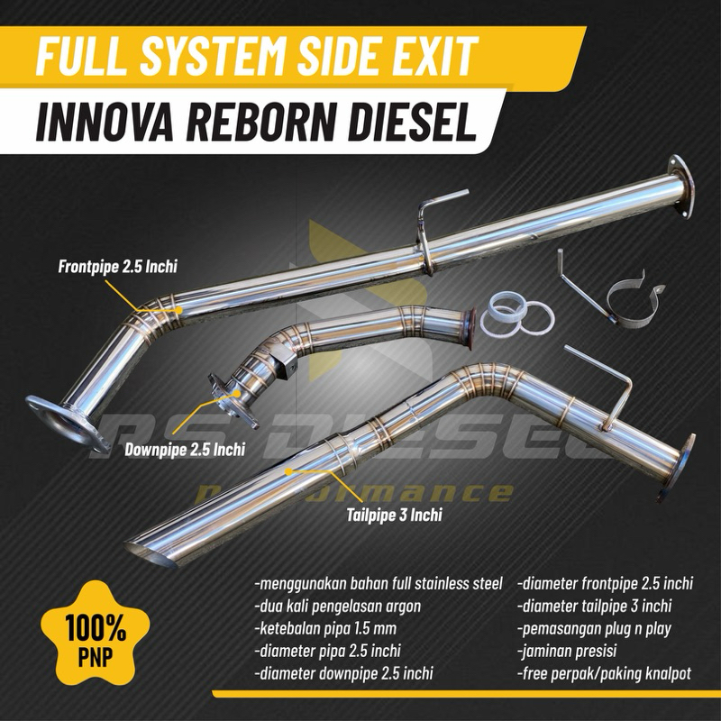 knalpot full system side exit innova reborn diesel