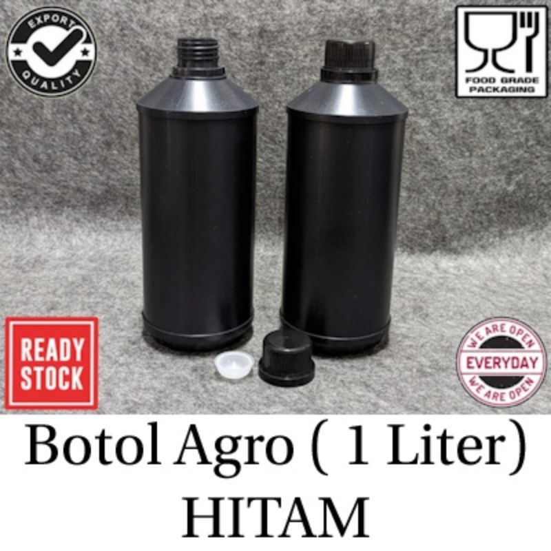 Botol Agro/Kimia/Cairan/Minuman/1000 ml/HITAM