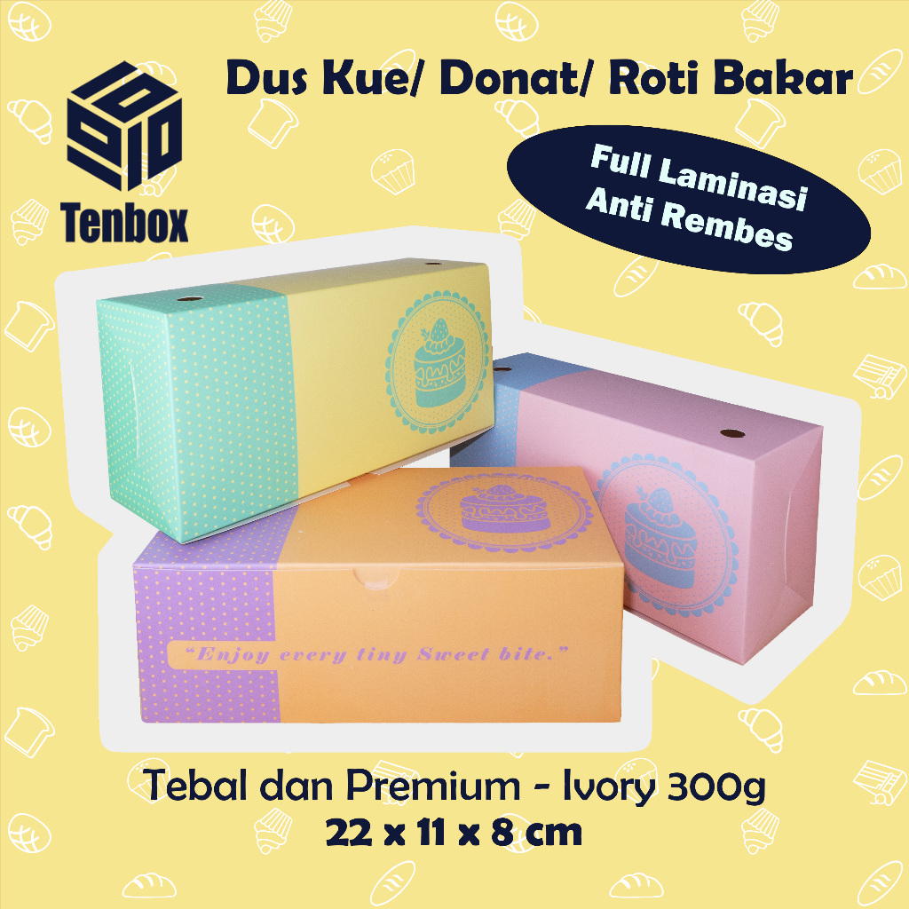 

Dus Kue Brownies Donut Premium 22x11x8 cm (Motif Kue) - Full Laminasi