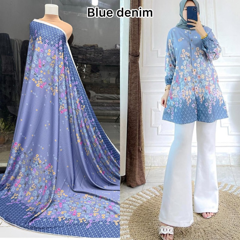 KAIN SUTRA PREMIUM ARABIAN SILK MOTIF AKIRA | motif kembang pinggir | kain untuk gamis dan atasan