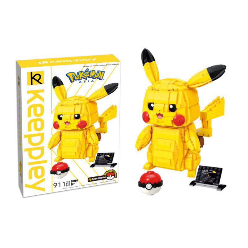 KEEPPLEY Figure Pokemon Large Pikachu S0101 911pcs Official Licensed Kids Toy Toys Block Bricks Mini