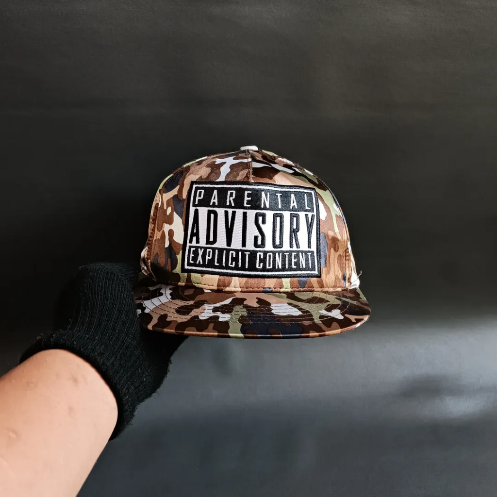Topi Snapback Unisex Pria Wanita PARENTAL ADVISORY Satin Camo