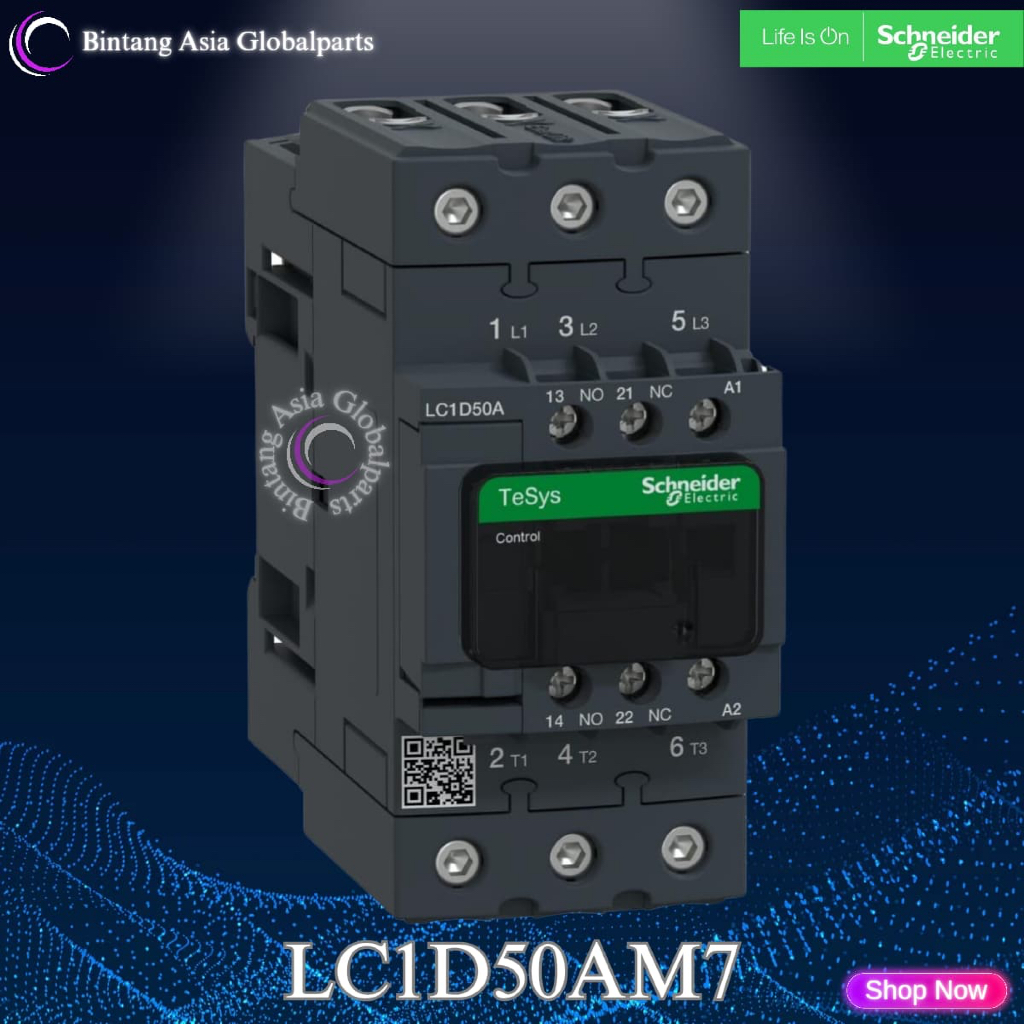 Kontaktor 3p 50a Schneider LC1D50AM7 220v Original / Kontaktor 3 Phase 50 Ampere LC1D50A / Contactor