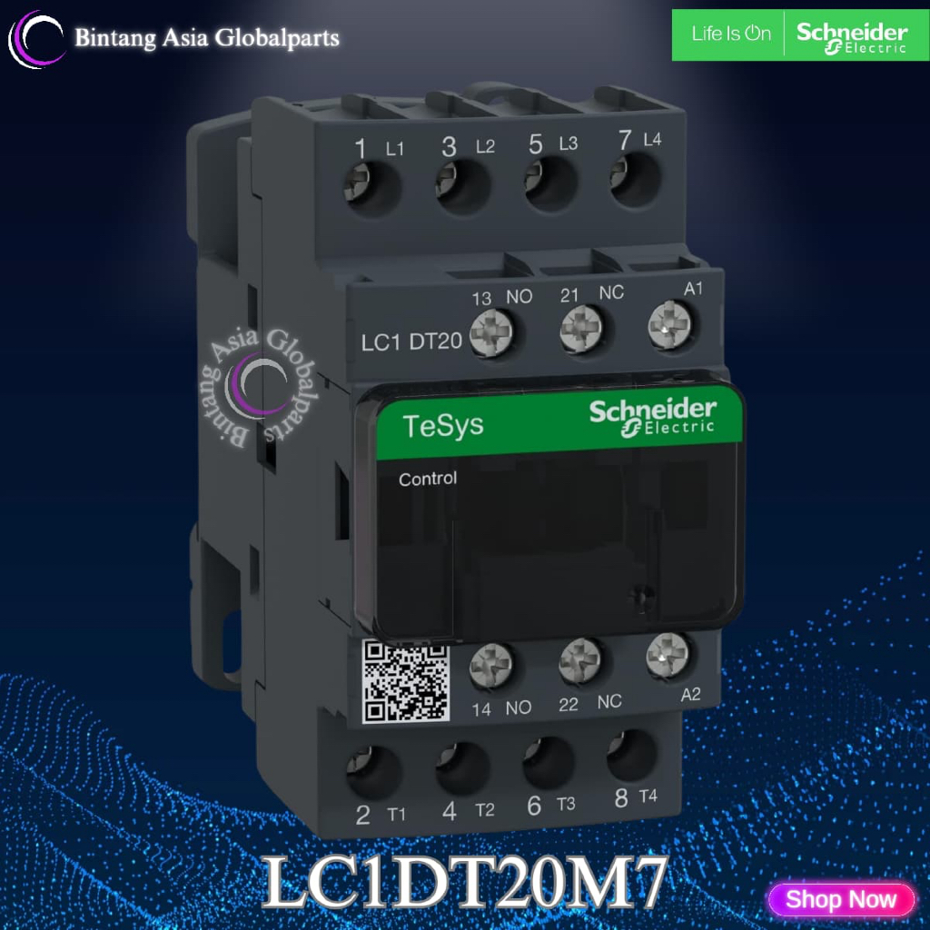 Kontaktor 4p 20a Schneider LC1DT20M7 220v Original / Kontaktor 4 Phase 20 Ampere LC1DT20 Ori / Conta