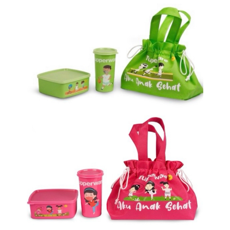 Aku Anak Sehat set wadah bekal botol minum Tupperware