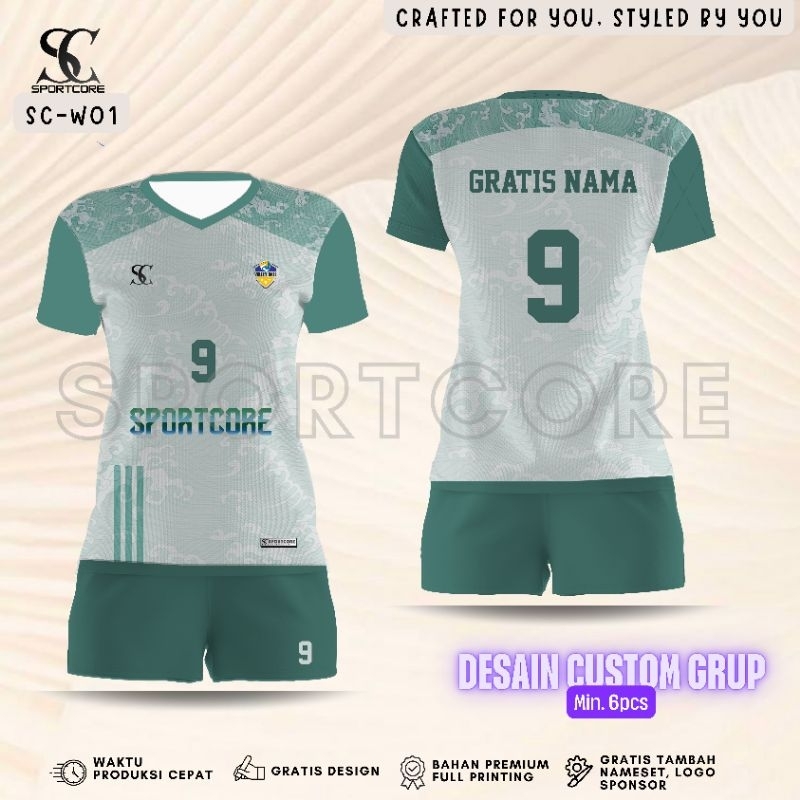 Jersey Voli Cewek Fullprinting Custom Nama Nomer