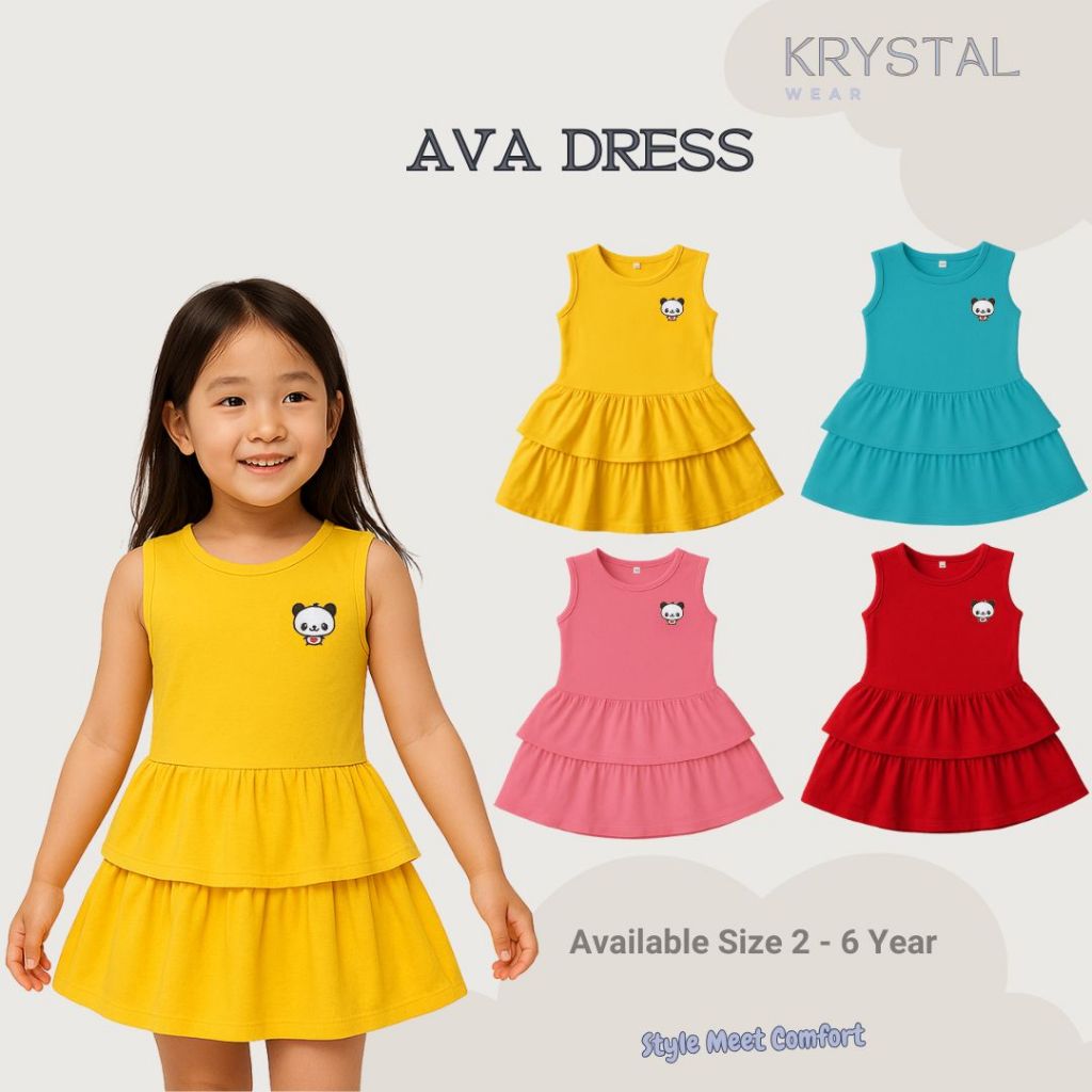 Krystal - Ava Dress Anak Perempuan - Baju Anak - Katun - 2-6 Tahun
