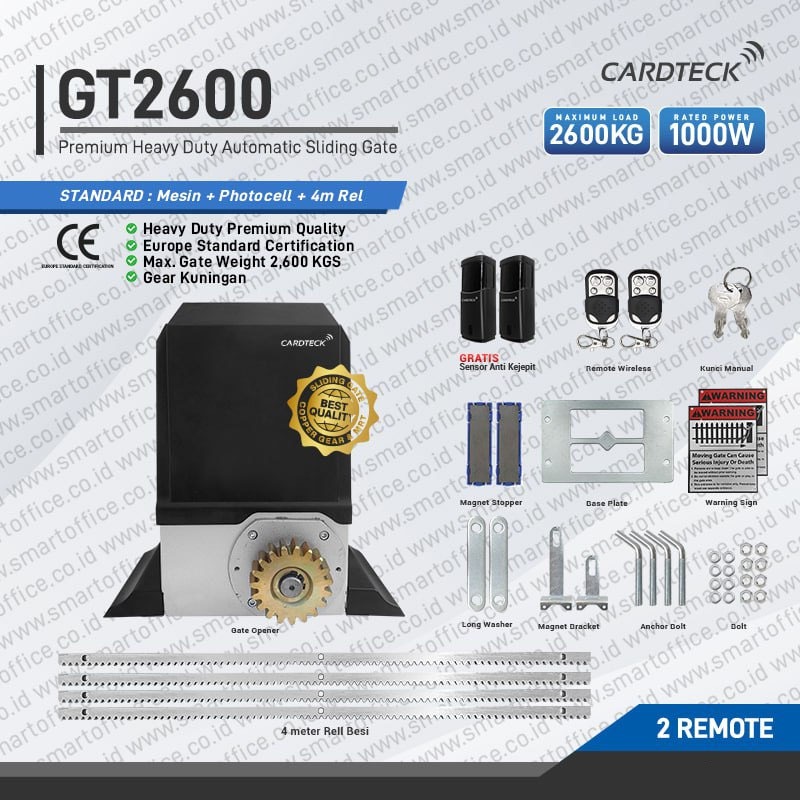 Paket Heavy Duty Automatic Sliding Gate Torsi 75Nm Komplit Rel 4 meter Free Sensor Anti Jepit CARDTE