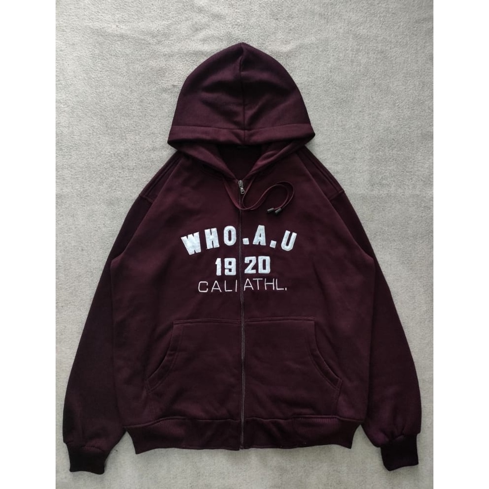 55MURAH BANGET Jaket Hoodie Zipper WHOAU 192 Maron Premium High Quality Distro Full Teg  Label Bahan