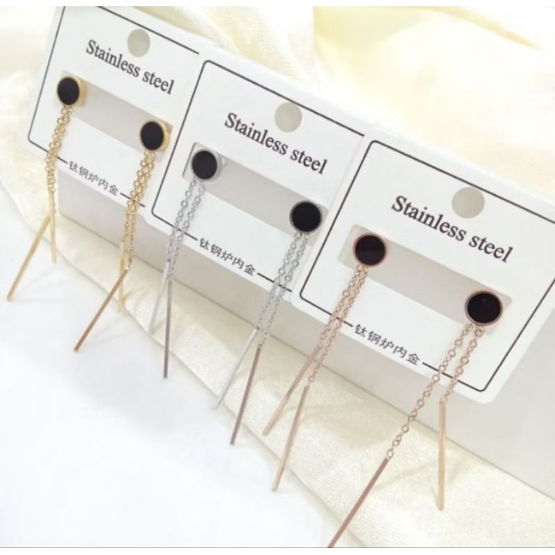 NEW ANTING TUSUK JURAI TITANIUM MODEL BULAT HITAM FASHION TERLARIS