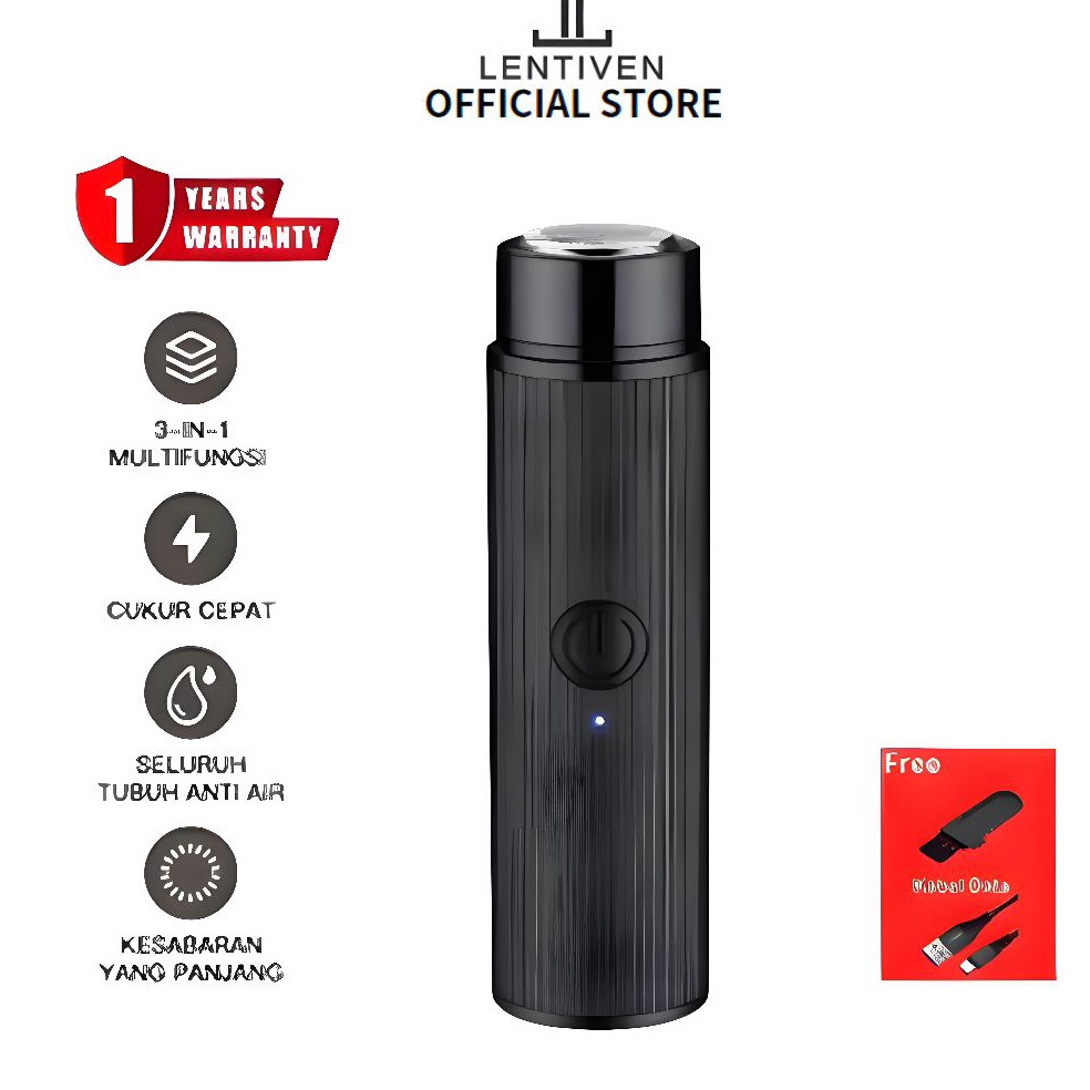 55TERBAIK LENTIVEN Alat Cukur Elektrik Mini Portable USB Cukur Kumis Jenggot BL