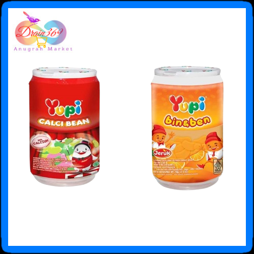 

Yupi Bin & Ben Calci Bean Permen Berbentuk Kacang Kemasan Botol / Yupi Calci Bean