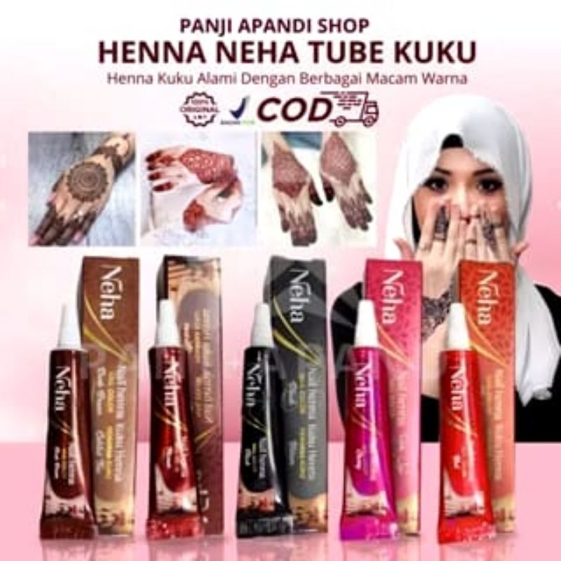 MORYMONY - Henna NEHA BPOM Halal untuk Tangan & Kuku, Warna Maroon Merah Coklat - Pacar & Body Art