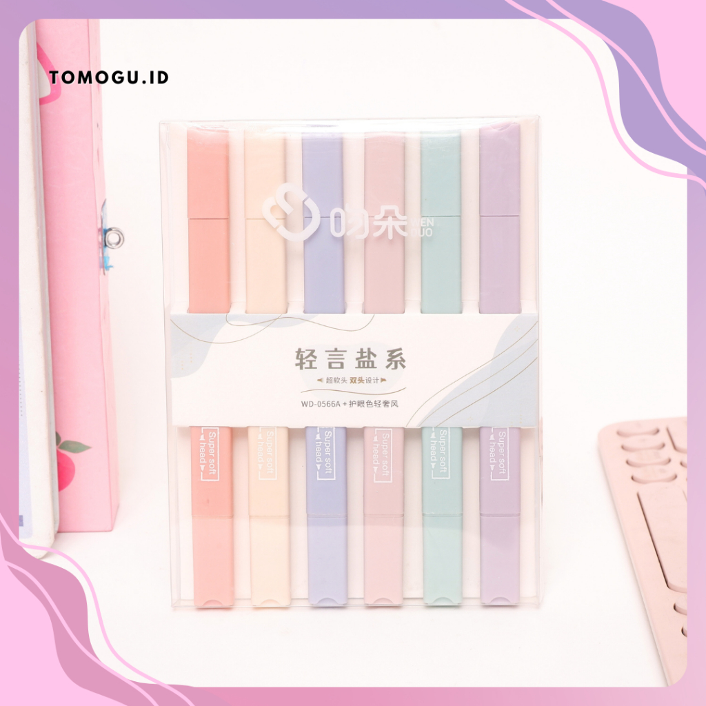 

Highlighter Box Pastel Kotak Isi 6 Spidol Dua Sisi Marker Textlighter Textliner
