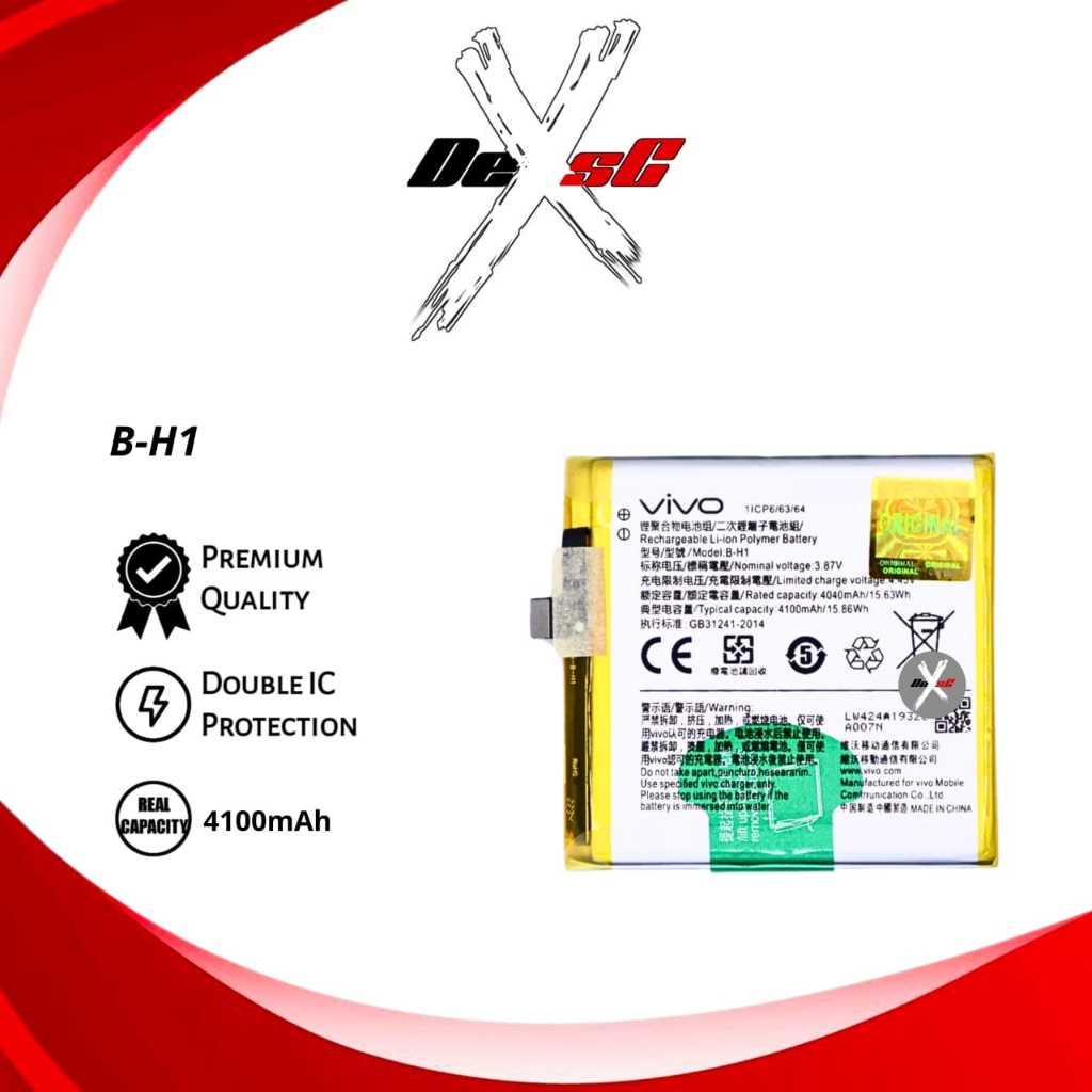 Baterai Original B-H1 Vivo V17 Pro Batre Batrai Battery Handphone Vivo V17 Pro