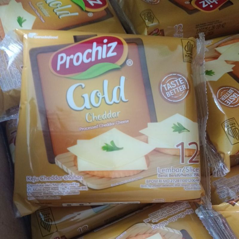 

Keju Slice 12 Cheddar Gold Prochiz 156Gr