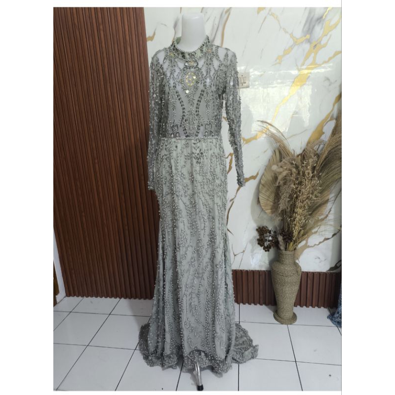 kebaya gaun mint sage