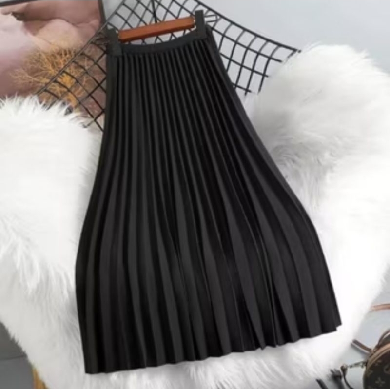 Rok Plisket Premium Rok Plisket Hitam Plisket putih Panjang Rok Plisket Polos Premium Pleated Skirt
