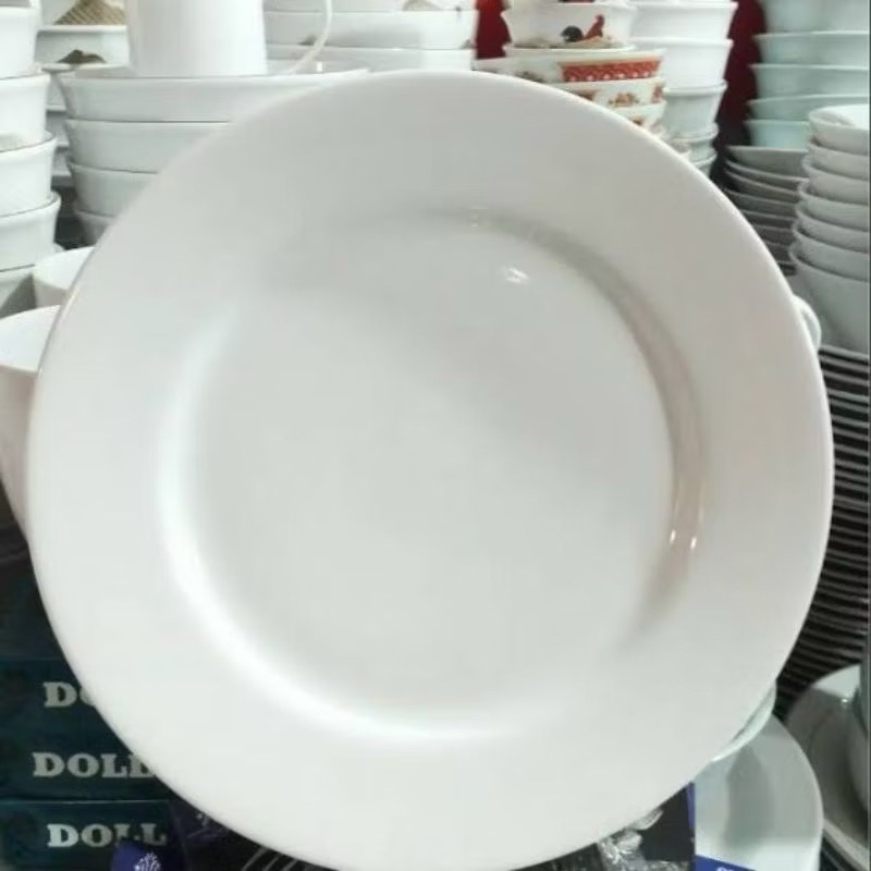 piring ceper 10 inch 27cm putih polos by indo keramik per (1 lusin)