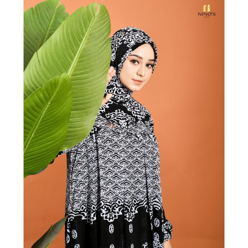 READY Mahda Dress Muslimah | Ninos Gamis Set Hijab full Motif Cantik Terbaru