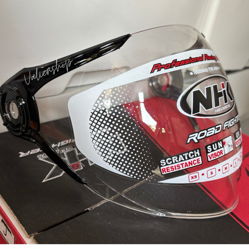 VISOR NHK GLADIATOR CLEAR BINGKAI HITAM ORIGINAL | KACA HELM HALF FACE BENING ORI